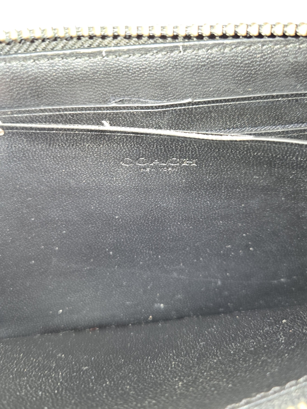 Coach Black Perforated Leather Zip Around Wallet - Picture 9 of 16